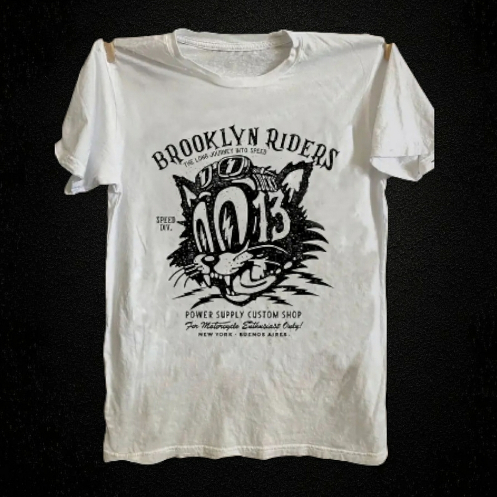 Vintage-Inspired Brooklyn Riders White Graphic T-Shirt (Woman) NEW!